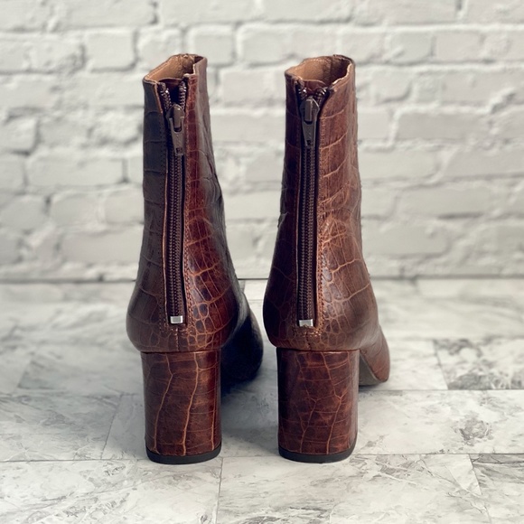 NEW Free People Cecile Croc Embossed Booties - Picture 5 of 10